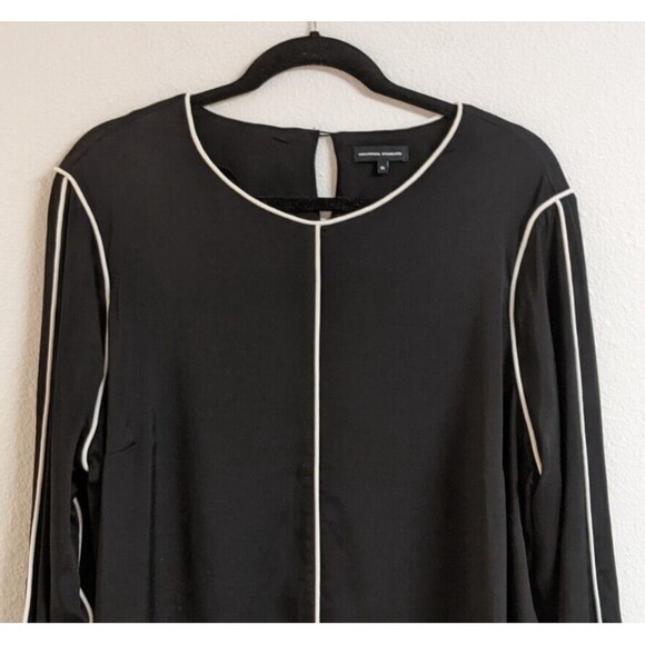 Women's UNIVERSAL STANDARD Black Viscose/Spandex Long Sleeve Blouse M/18-20 - Picture 9 of 16